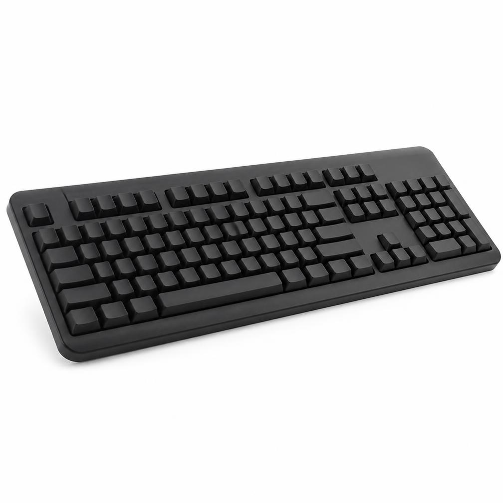 Full-size black office keyboard on a white background